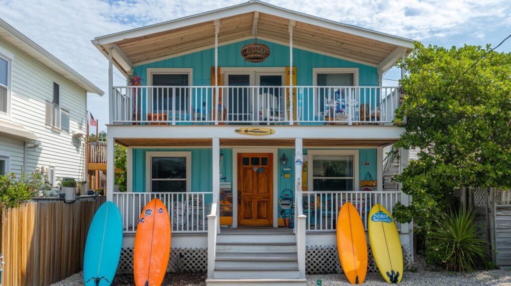 Porch exterior of Dewey Beach Pet-friendly Rentals with pet gear