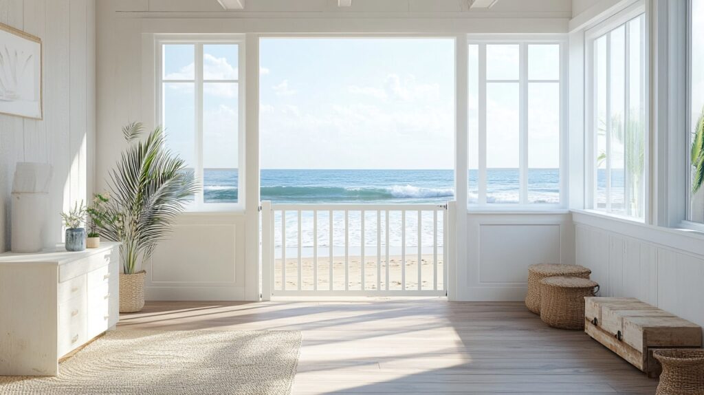 Interior beach layout of Dewey Beach Pet-friendly Rental with pet gate