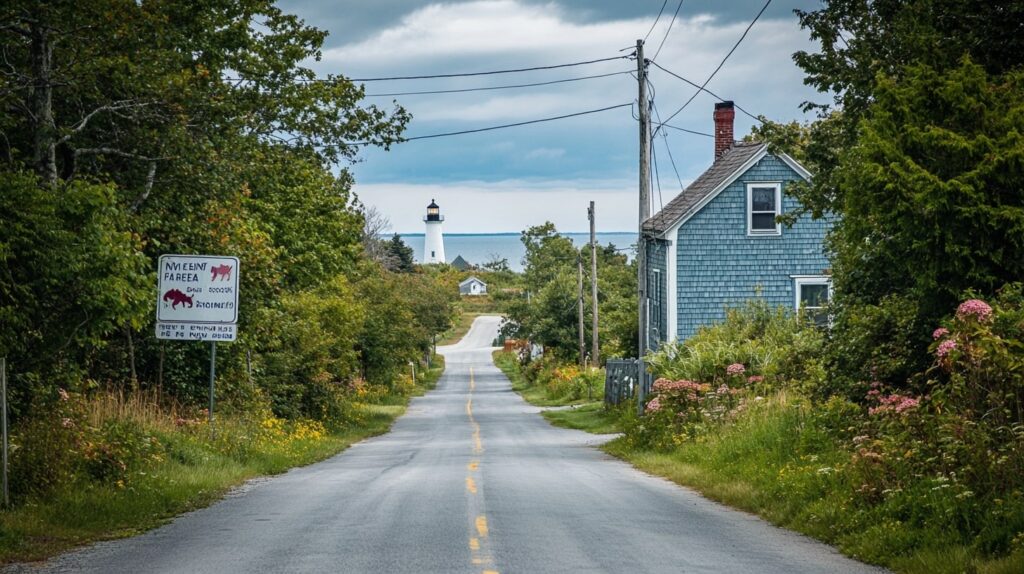 Pet-friendly signage near Mid-Coast Maine cottages by the lighthouse
