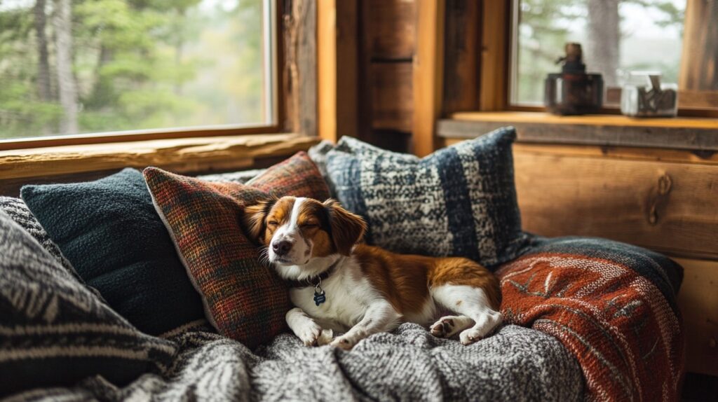 Interior pet area in Mid-Coast Maine Pet-Friendly Cottage with rustic decor